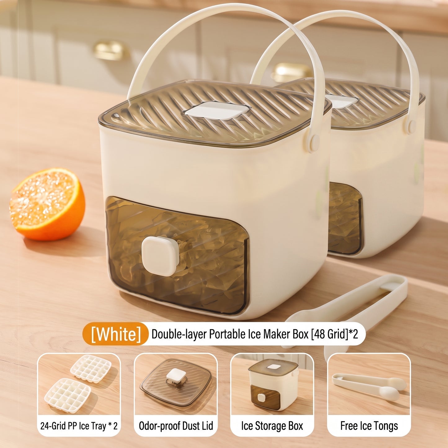 🧊Portable Ice Maker with Lid and Storage Box (48 cubes)