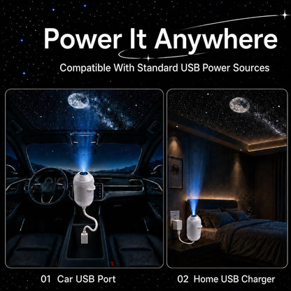 12-Scene USB Galaxy Projector – Flexible Star & Mood Light