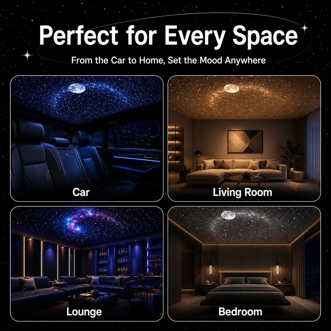 12-Scene USB Galaxy Projector – Flexible Star & Mood Light