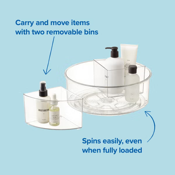 Everything Organizer Deep Turntable with Removable Bins