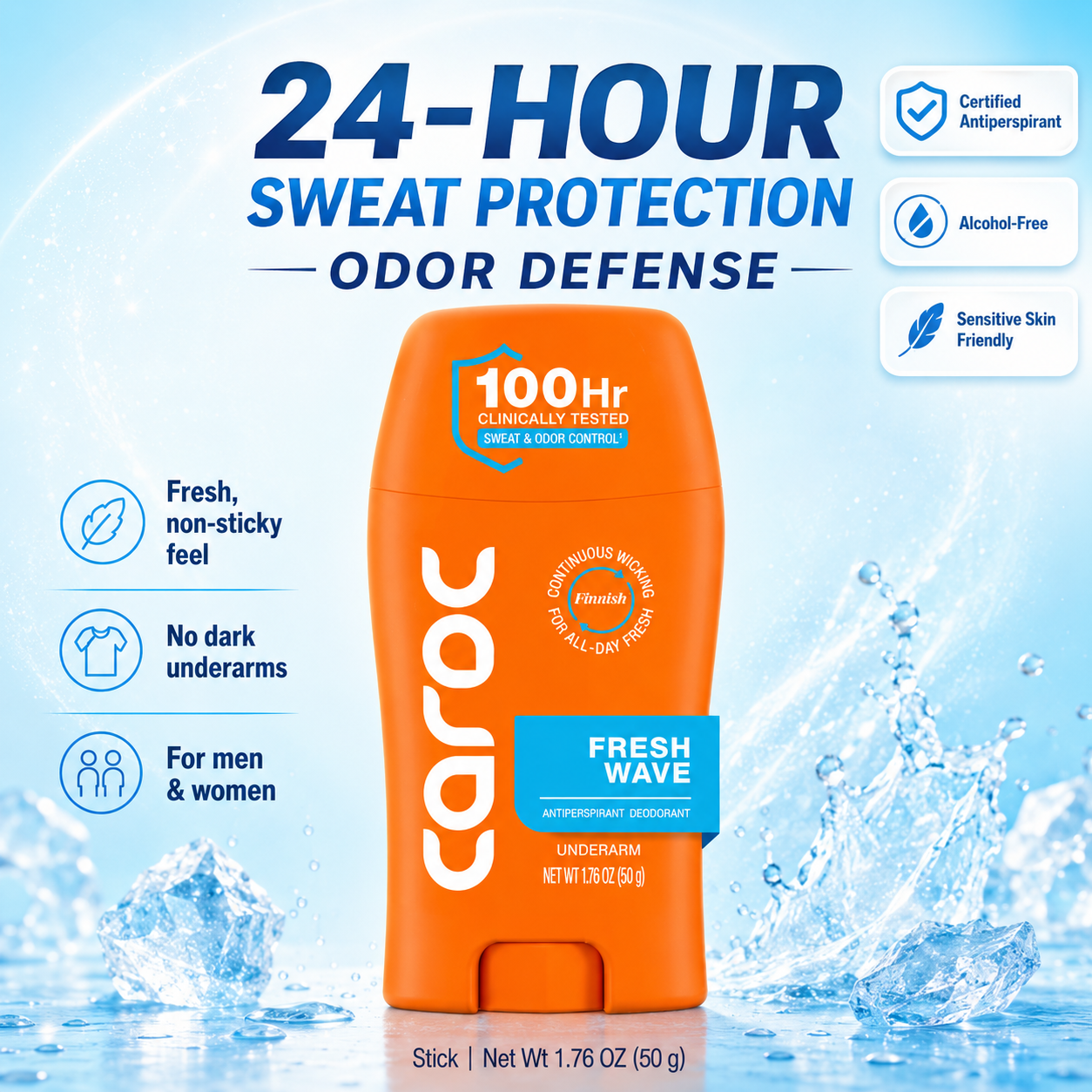 Antiperspirant Deodorant – 100Hr Sweat & Odor Control, Clinically Tested, Unscented