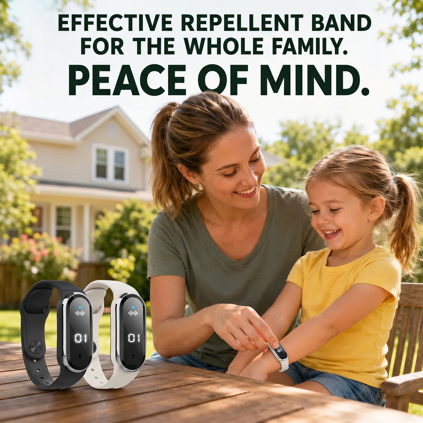 Ultrasonic Mosquito Repellent Wristband – Rechargeable, Silicone, for Outdoor & Camping