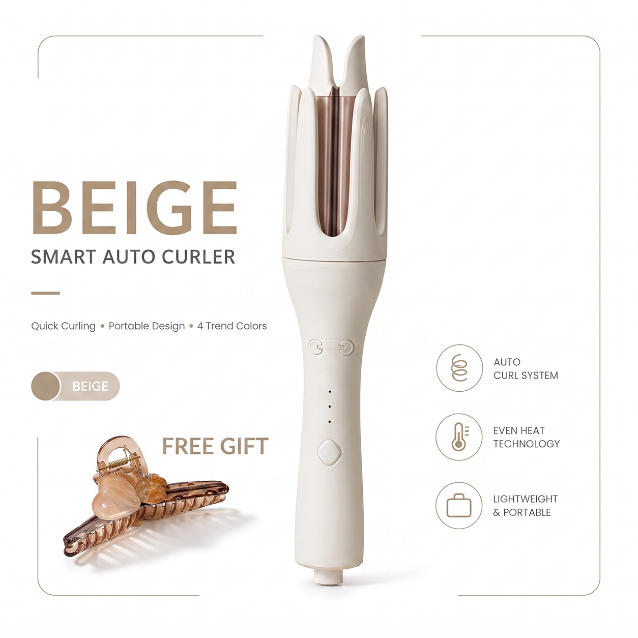 PretiHom Fully Automatic Electric Curling Stick 32mm Large Curling Tool for Comfortable Hair Care