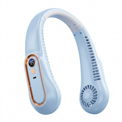 Upgrade 360° Cooling Bladeless Neck Fan with Digital Display, 4000mAh Quiet Wearable Fan
