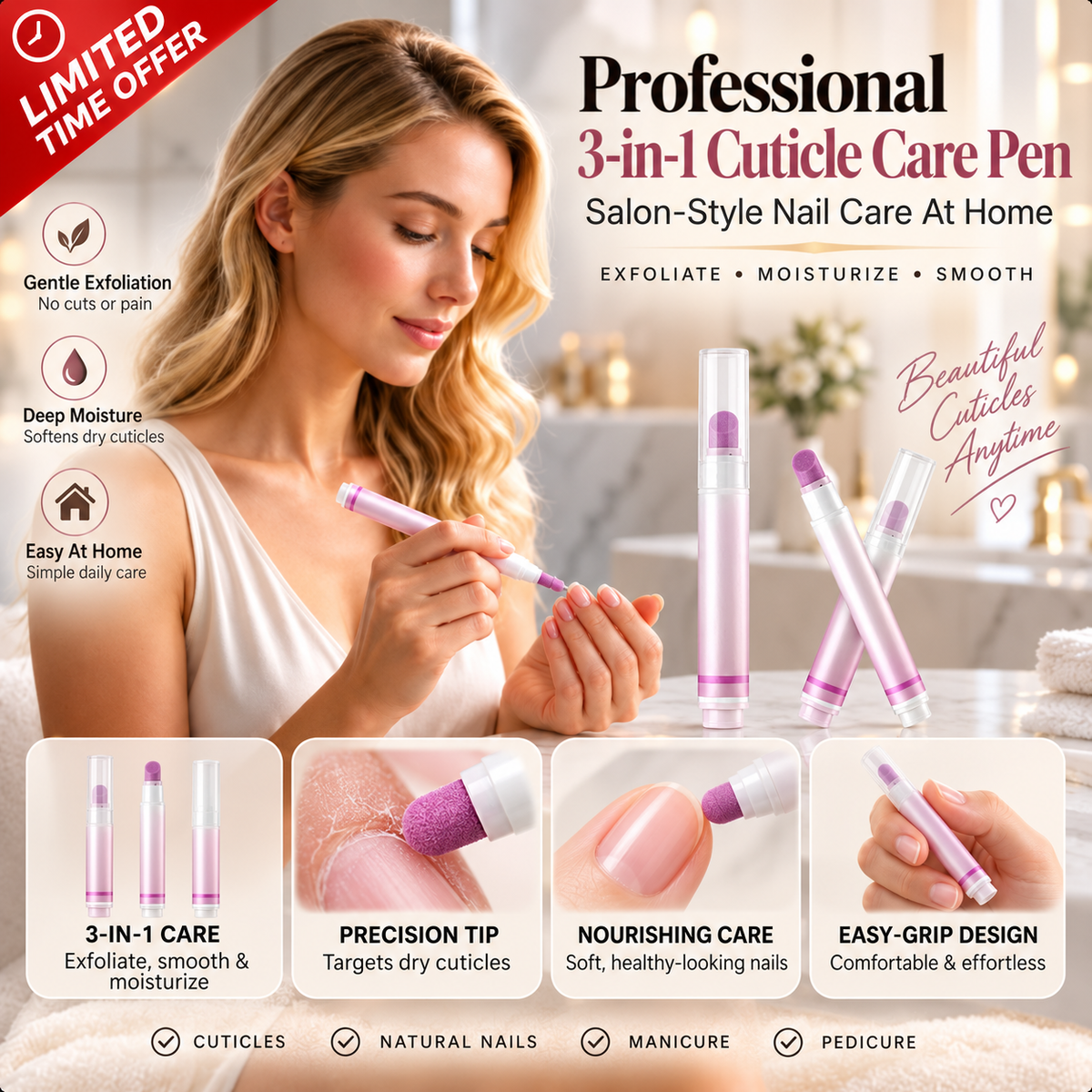 🏠Official Store丨🔥Hot Sale - 50% OFF⏰️ AEXZR® 3-in-1 Cuticle Lotion Pen for Nail Care