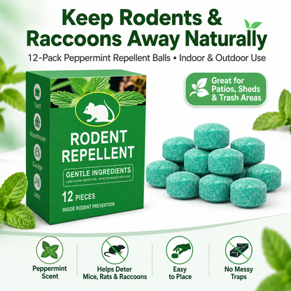 🔥LAST DAY 50% OFF🔥🌿Natural Peppermint Rodent Repellent Balls (12 Pack) 🚫Keep Rats, Mice & Pests Away Safely✅
