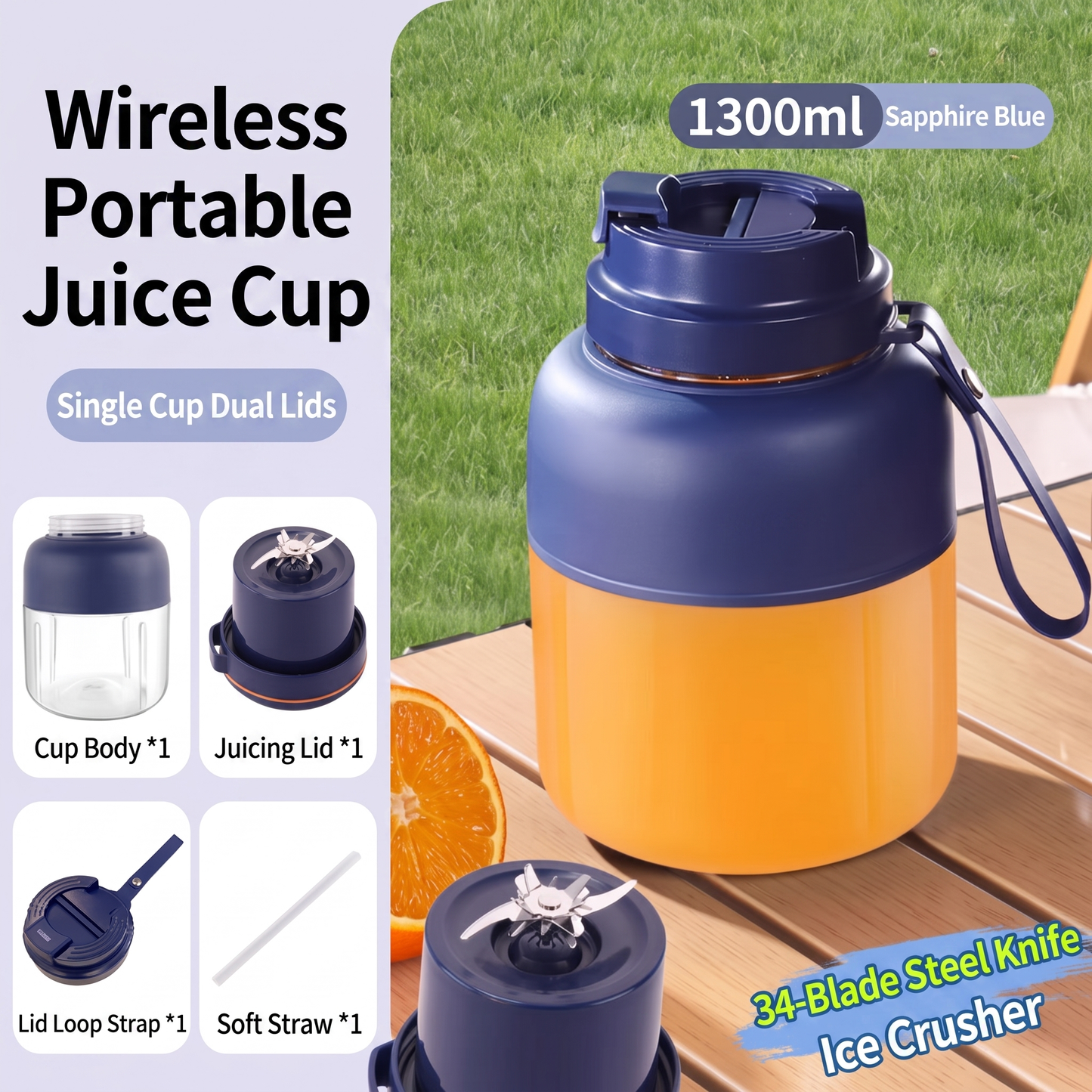 🔥Sale 43% OFF!✨1300ml High-Capacity Portable Blender 🍹 Stay Fresh On The Move