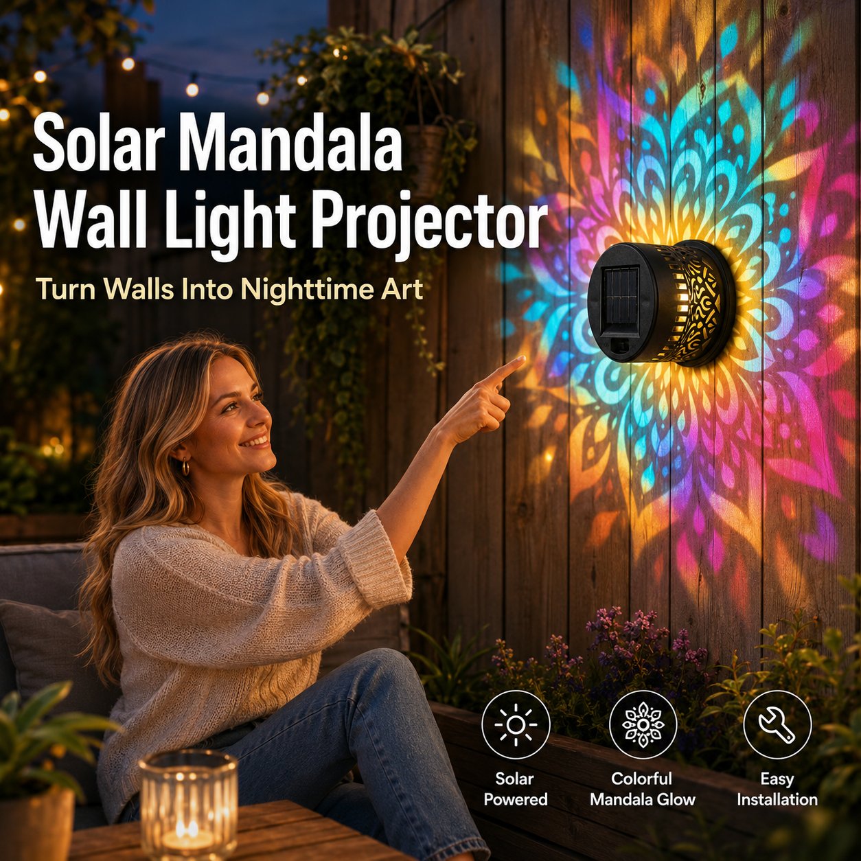 🏡𝓢𝓲𝓶𝓹𝓵𝔂𝓓𝓪𝓲𝓵𝔂® Solar Mandala Projector Outdoor Lights