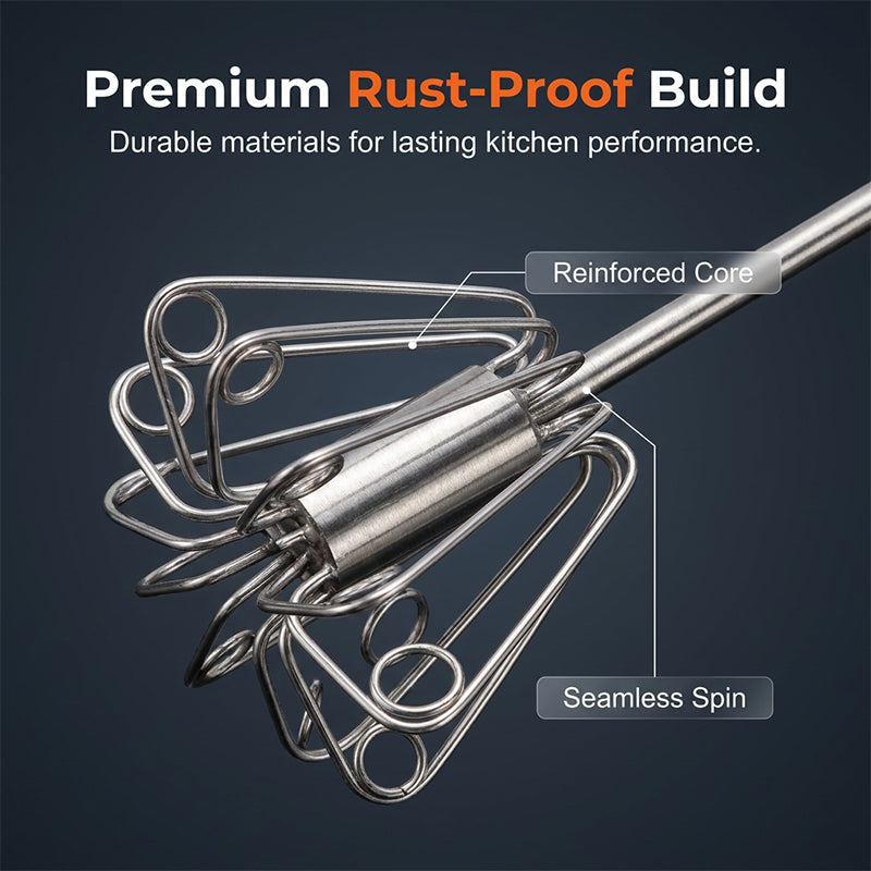 🍰⚡ Stainless Steel Semi-Automatic Hand Whisk – 🥄 Push-down design that whips up perfect froth in minutes 🥛