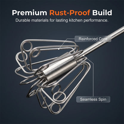 🍰⚡ Stainless Steel Semi-Automatic Hand Whisk – 🥄 Push-down design that whips up perfect froth in minutes 🥛