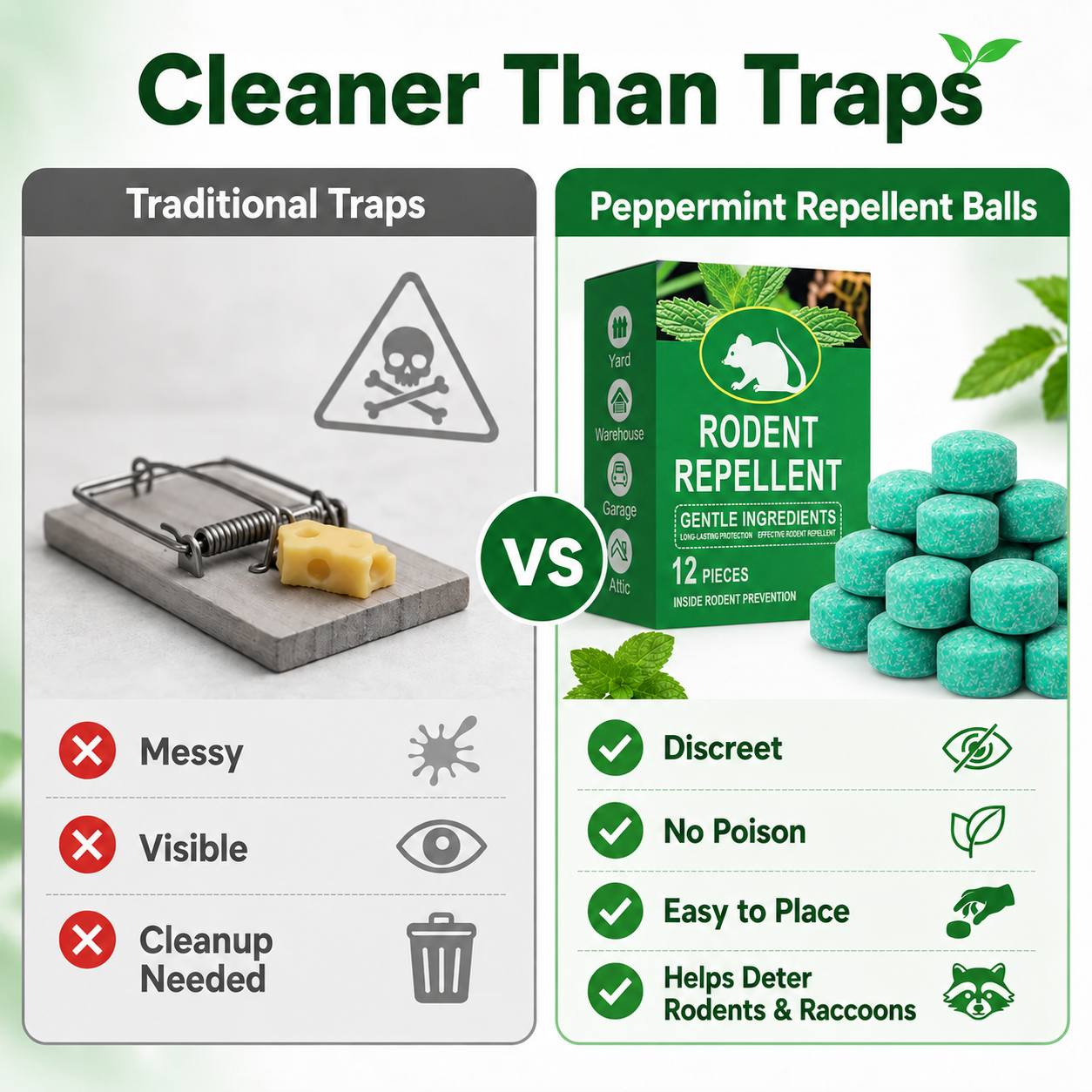 🔥LAST DAY 50% OFF🔥🌿Natural Peppermint Rodent Repellent Balls (12 Pack) 🚫Keep Rats, Mice & Pests Away Safely✅