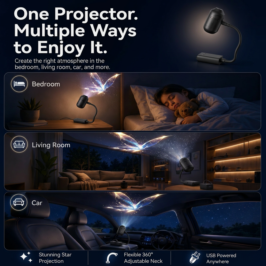 SVASP™360° Flexible Star Projector & Ambient Night Light (HD Optics Series)