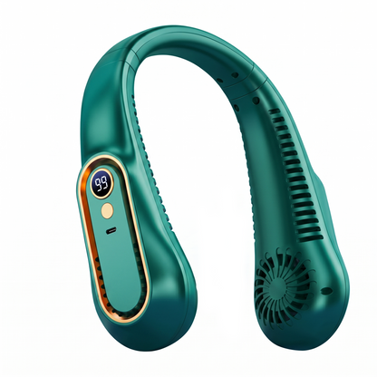 Upgrade 360° Cooling Bladeless Neck Fan with Digital Display, 4000mAh Quiet Wearable Fan