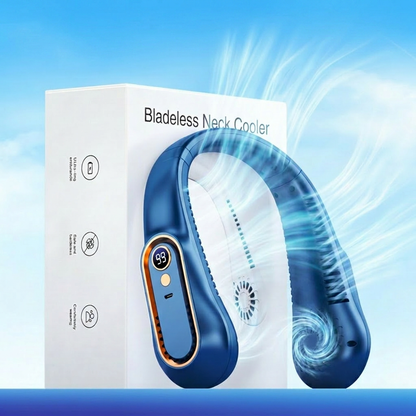 Upgrade 360° Cooling Bladeless Neck Fan with Digital Display, 4000mAh Quiet Wearable Fan