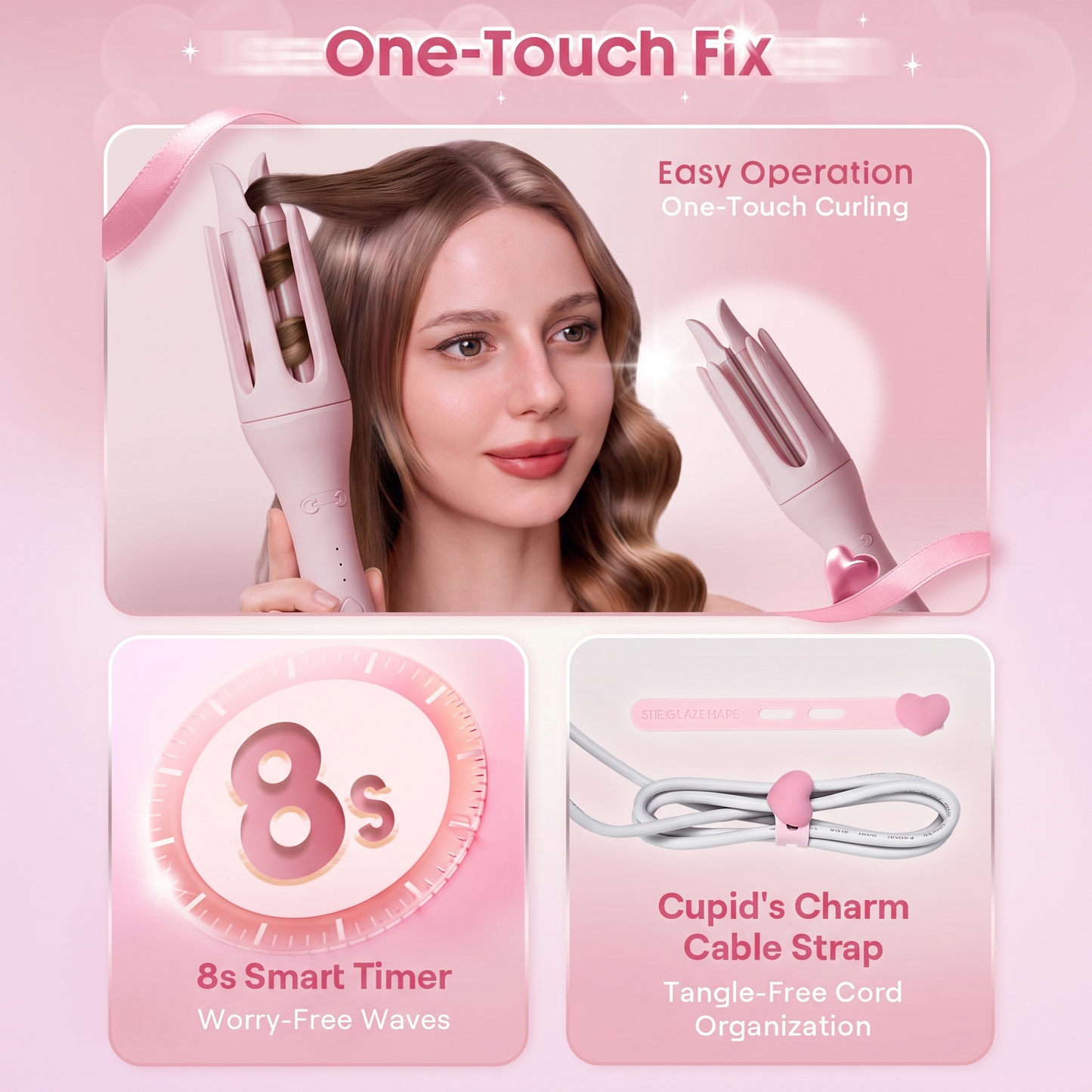 PretiHom Fully Automatic Electric Curling Stick 32mm Large Curling Tool for Comfortable Hair Care