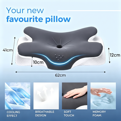 VIPfree Cooling Memory Neck Pillow, Adjustable Ergonomic Memory Foam Neck Pillows, Cervical Support, Breathable & Removable Pillowcase