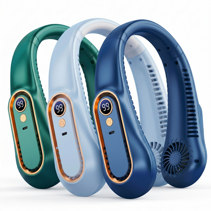 Upgrade 360° Cooling Bladeless Neck Fan with Digital Display, 4000mAh Quiet Wearable Fan