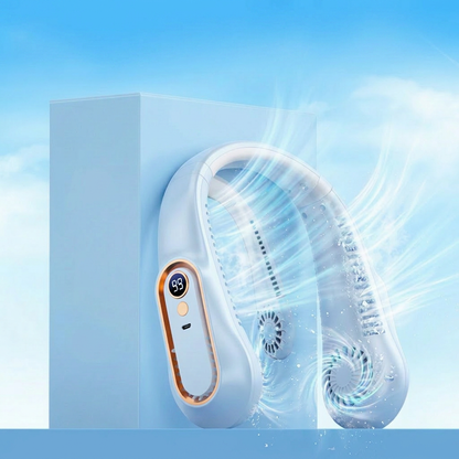 Upgrade 360° Cooling Bladeless Neck Fan with Digital Display, 4000mAh Quiet Wearable Fan