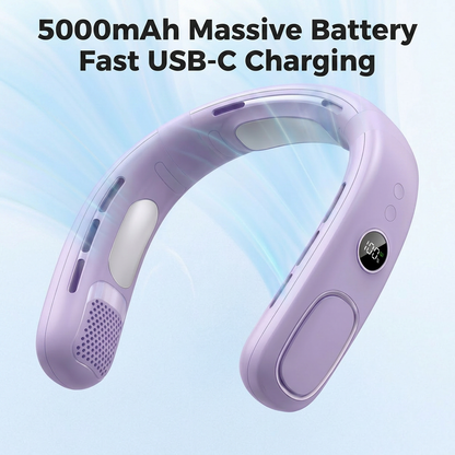 Portable Neck Fan, Hands Free Bladeless Fan, 5 Speeds, 4000 mAh Battery Operated Wearable Personal Fan, Twistable, Rechargeable