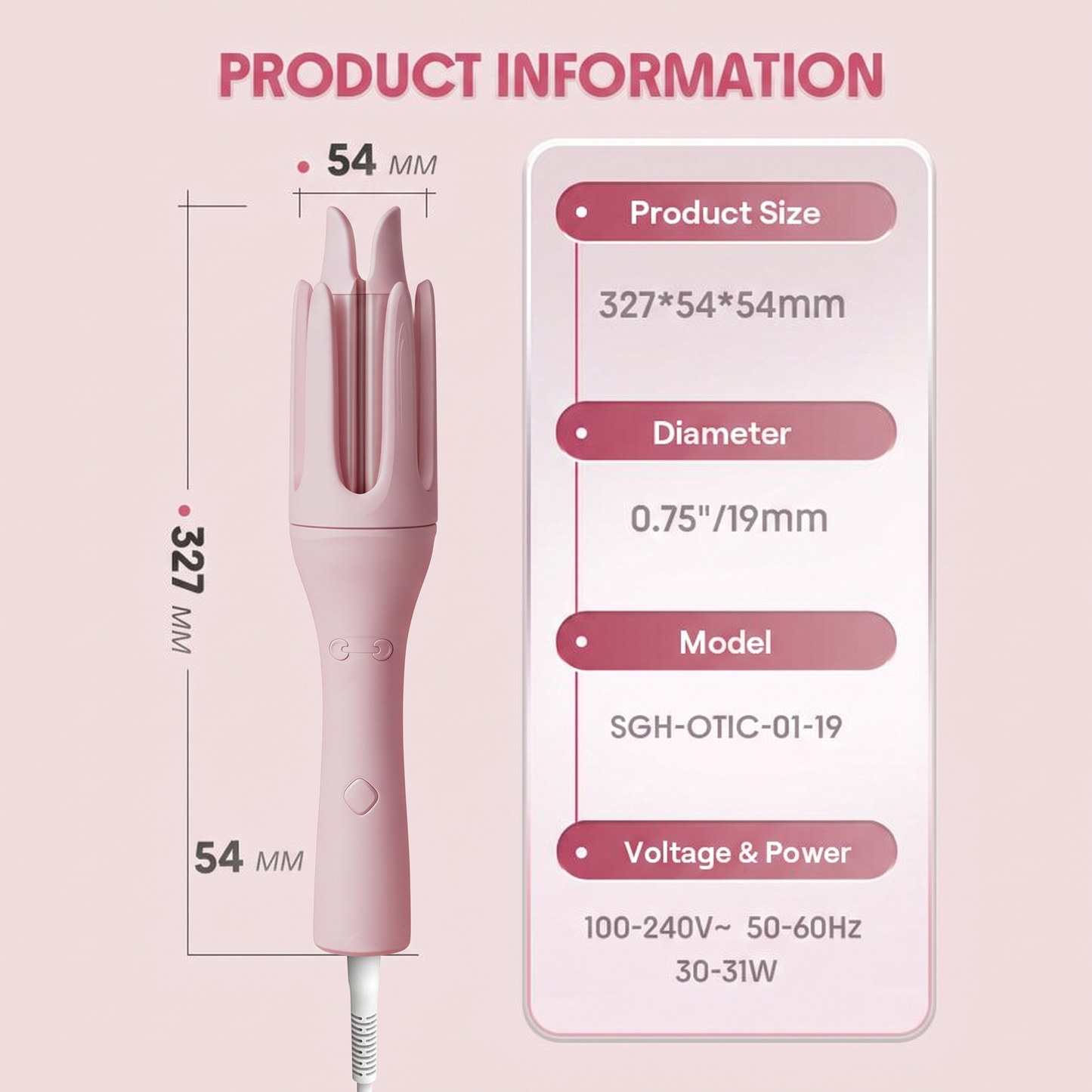 PretiHom Fully Automatic Electric Curling Stick 32mm Large Curling Tool for Comfortable Hair Care