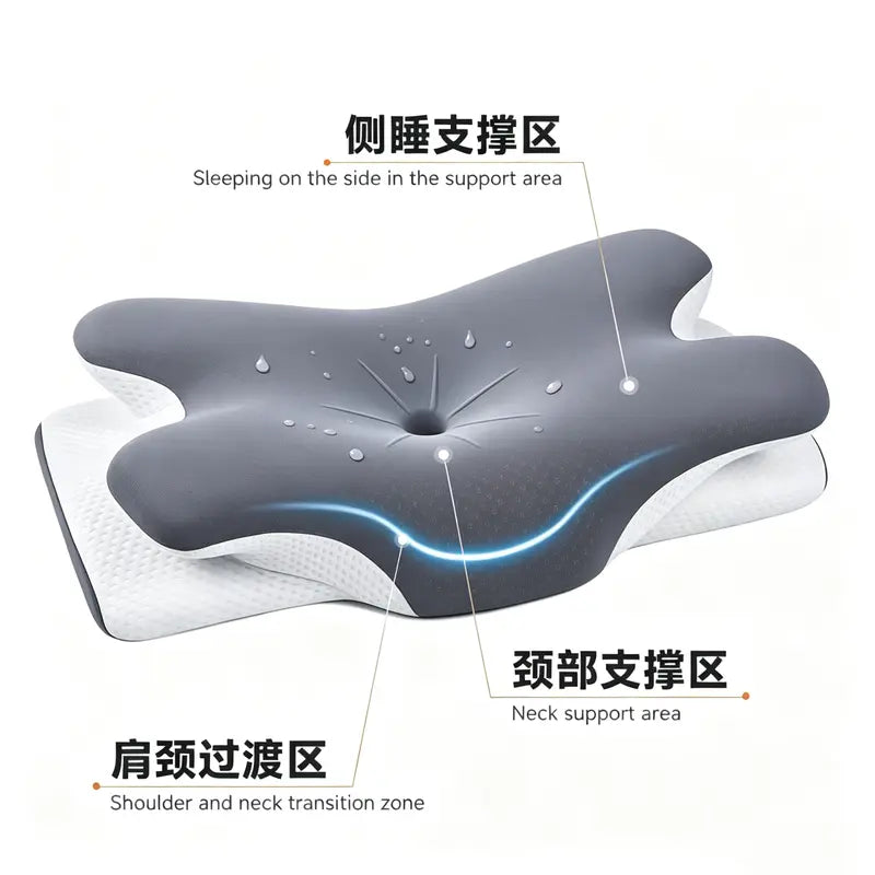 VIPfree Cooling Memory Neck Pillow, Adjustable Ergonomic Memory Foam Neck Pillows, Cervical Support, Breathable & Removable Pillowcase