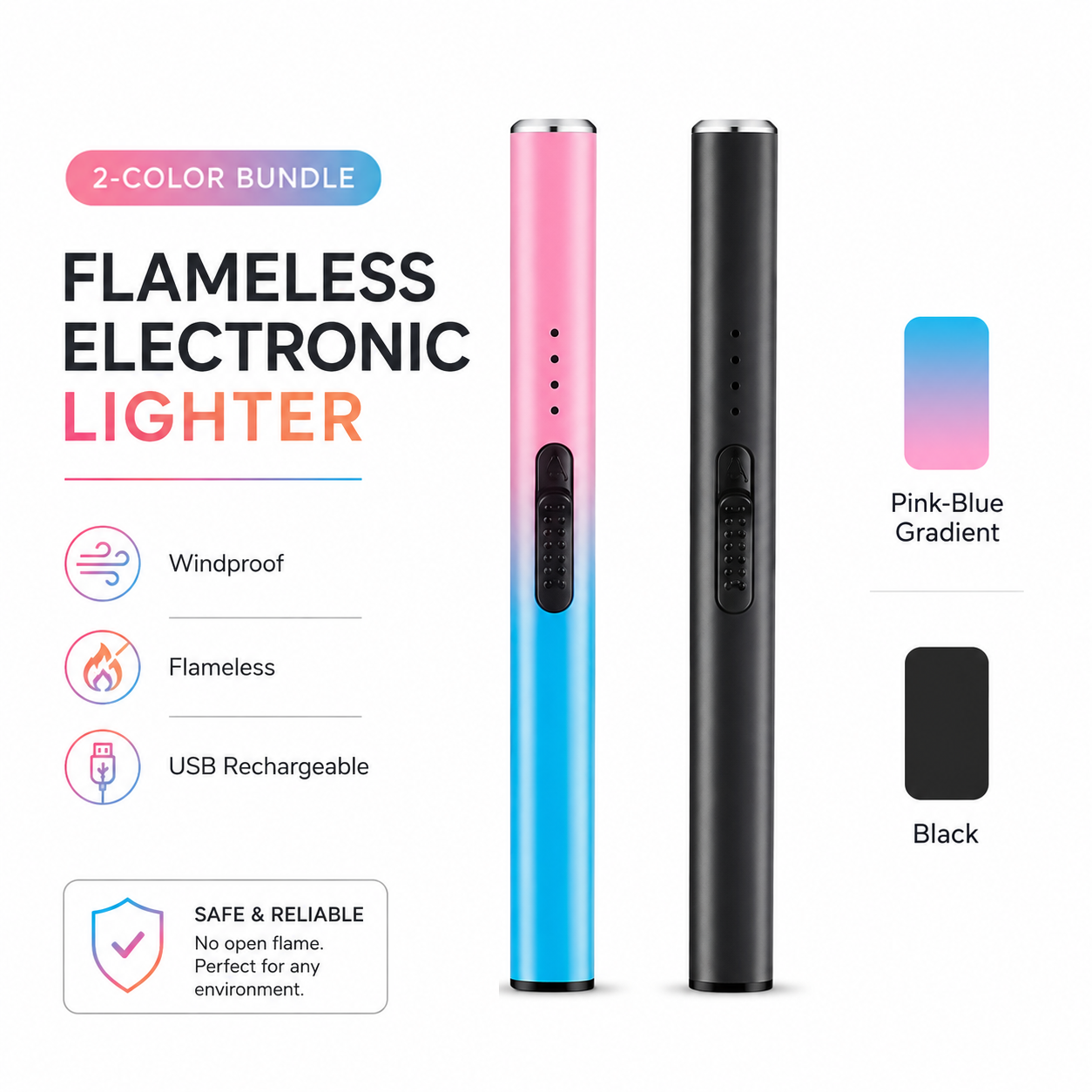 🔥Windproof Flameless Electric Lighter ✅ Suitable for home gas stove, aromatherapy, camping barbecue