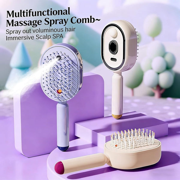 📢📢Electric Scalp Massage Comb – Detangling, Anti-Static, Self-Cleaning with Essential Oil Spray