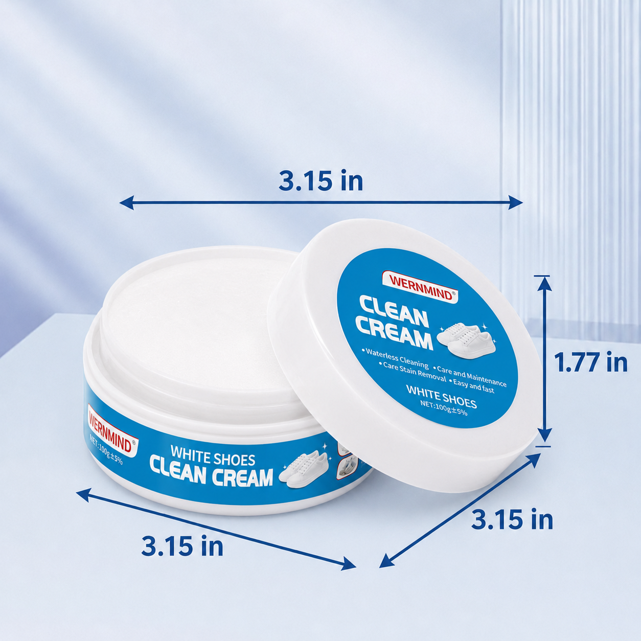 White Shoe Cleaner Cream Multipurpose No-Wash Solid Cleaner with Sponge Stain-Removing for Leather Silicone Car Interiors Sneaker Footwear Care