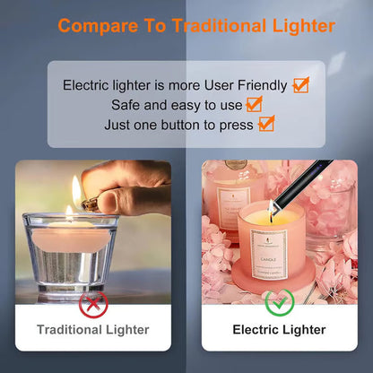 🔥Windproof Flameless Electric Lighter ✅ Suitable for home gas stove, aromatherapy, camping barbecue