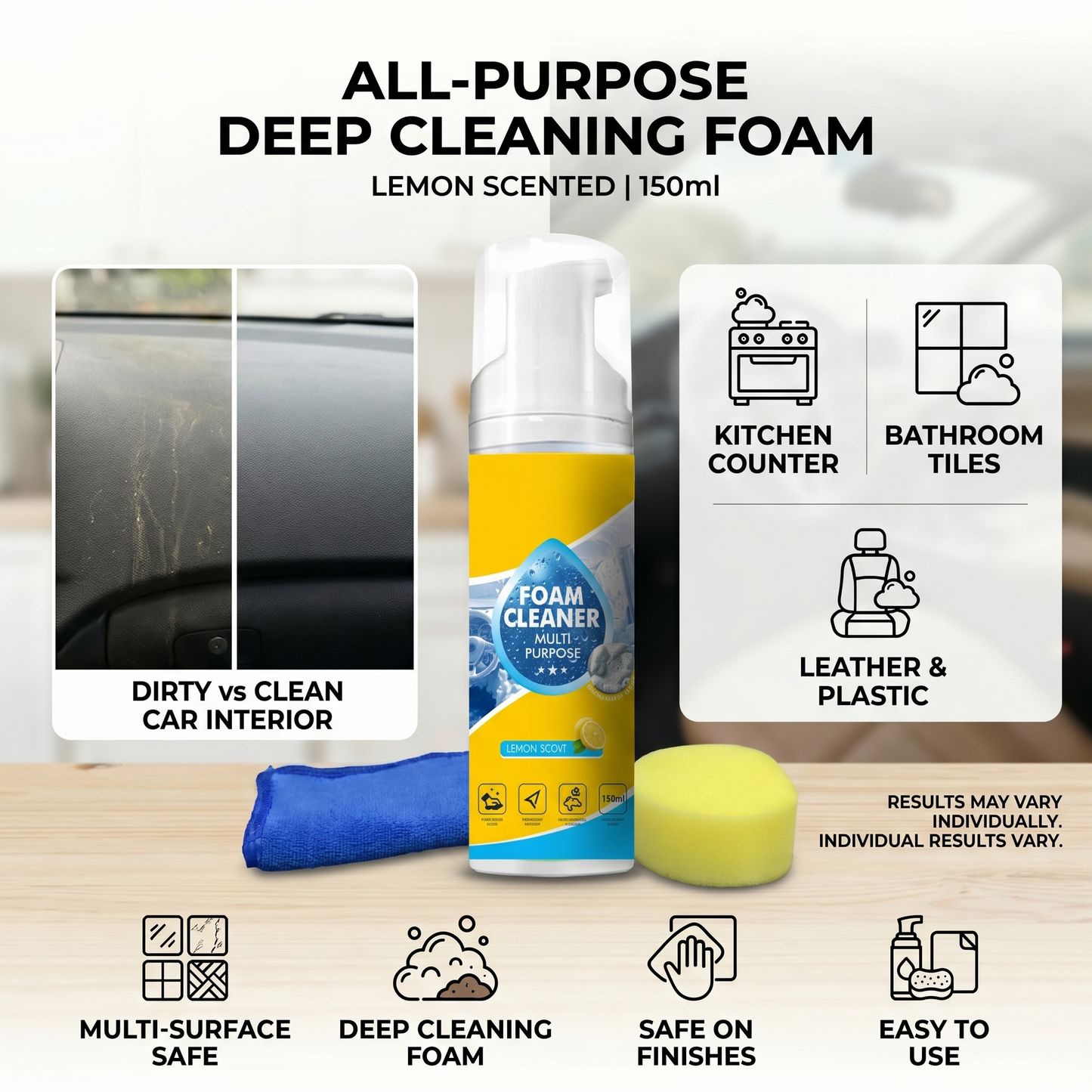 ⚡Limited Stock!!!🔥Last Day 60% OFF🔥 Foam No-Rinse Cleaner — Spray, Wipe & Done