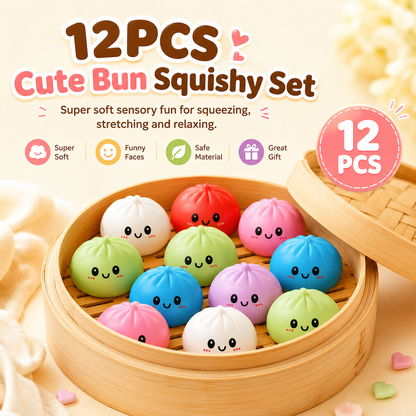 😋12PCS Cute Big Bun Squishy Toys – Super Soft Stress Relief Fidget Set 🍞✨