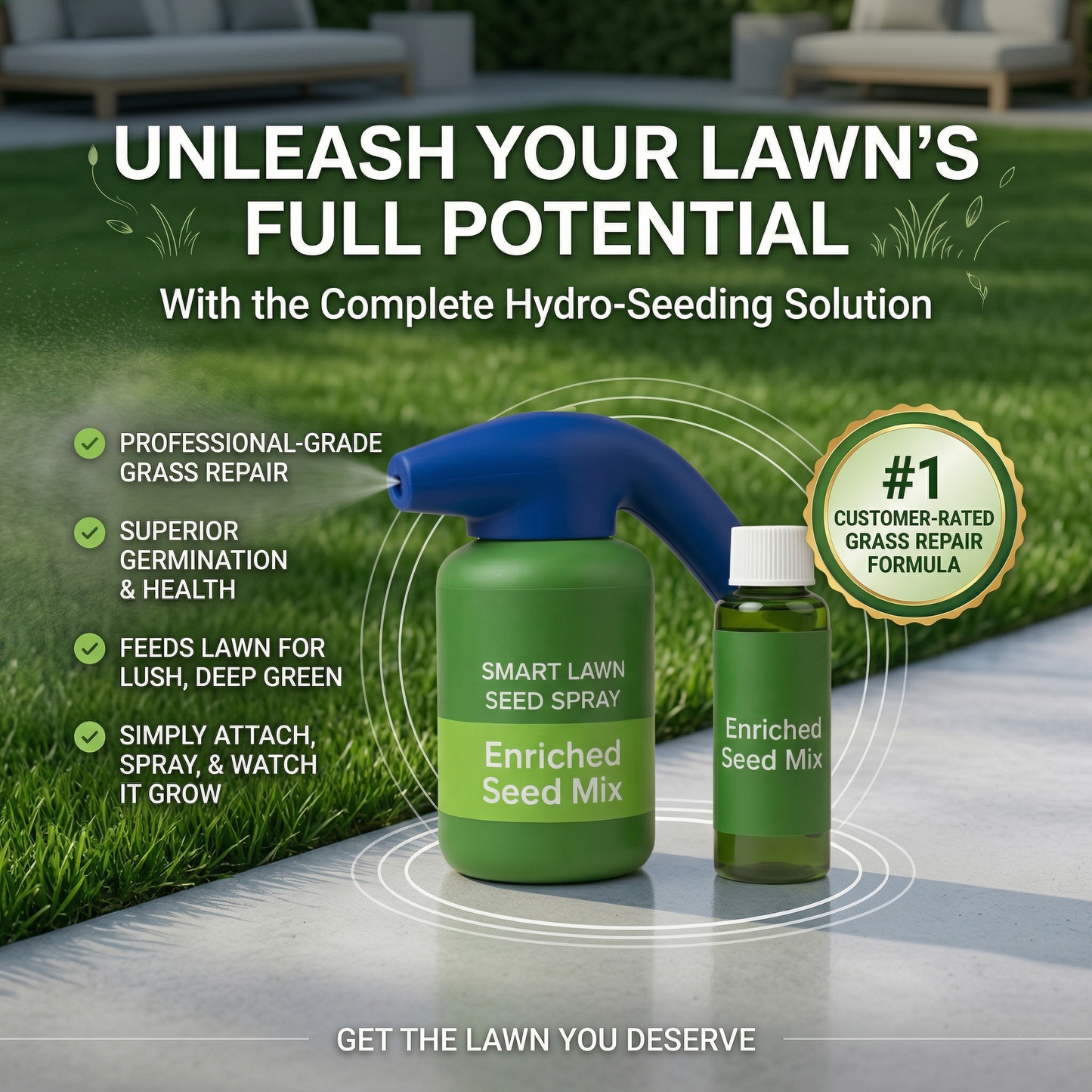 🔥Over 100,000 Boxes sold🔥Hydro Seeding Lawn Solution(Get a Thicker,Greener Lawn in Just a few Days)