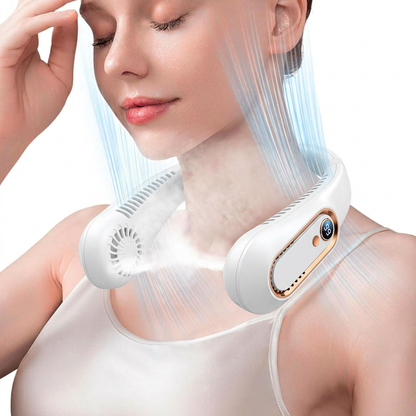 Upgrade 360° Cooling Bladeless Neck Fan with Digital Display, 4000mAh Quiet Wearable Fan