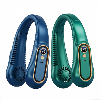 Upgrade 360° Cooling Bladeless Neck Fan with Digital Display, 4000mAh Quiet Wearable Fan