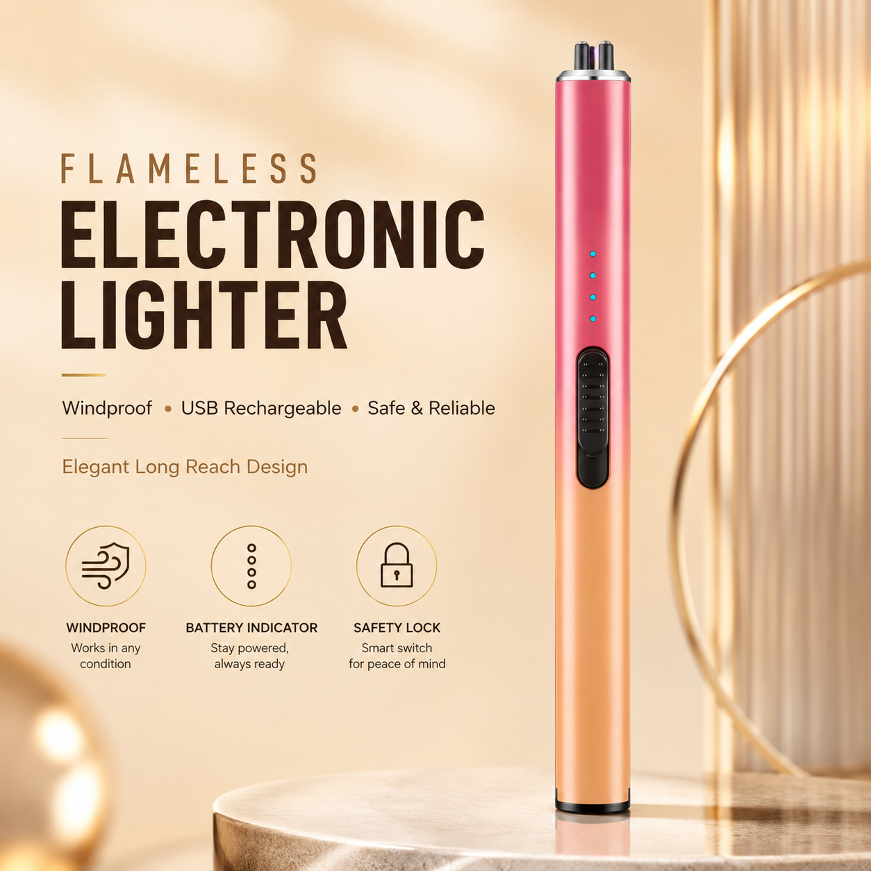 🔥Windproof Flameless Electric Lighter ✅ Suitable for home gas stove, aromatherapy, camping barbecue