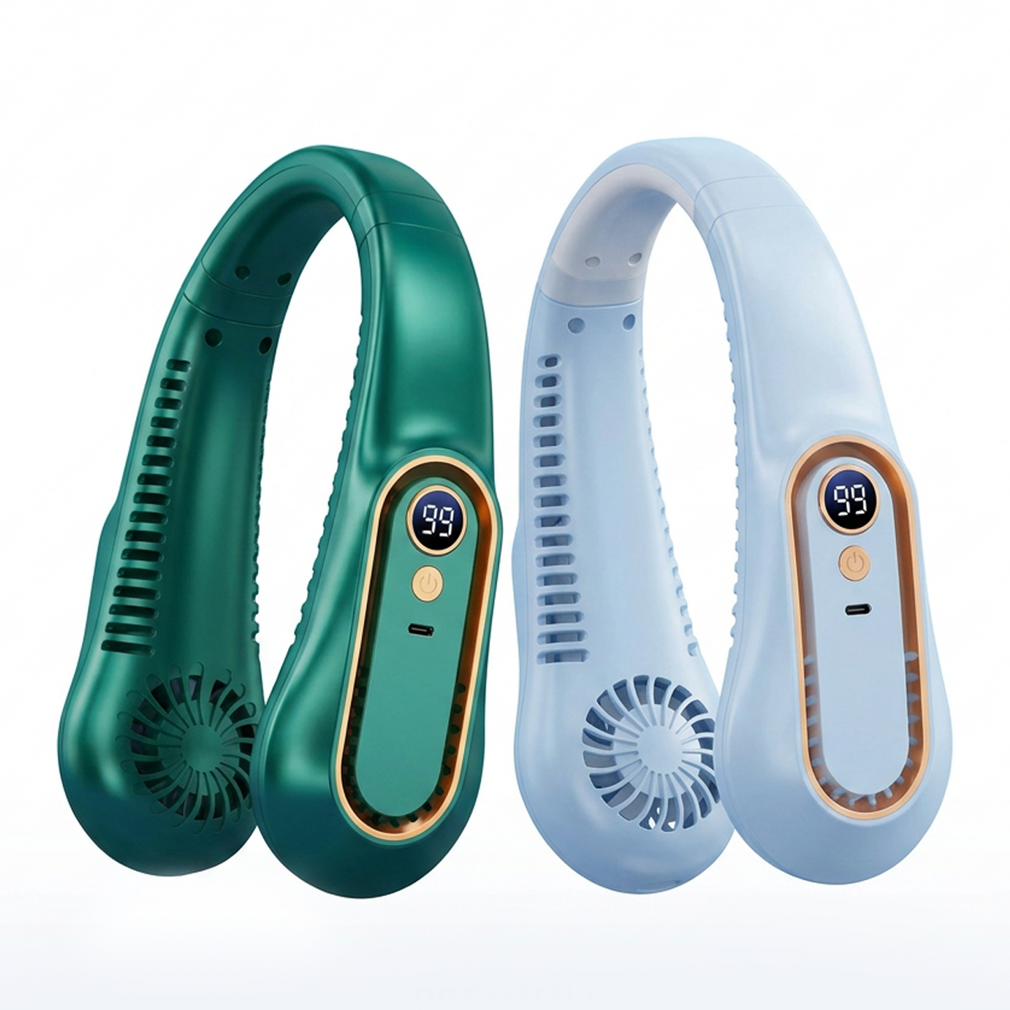 Upgrade 360° Cooling Bladeless Neck Fan with Digital Display, 4000mAh Quiet Wearable Fan