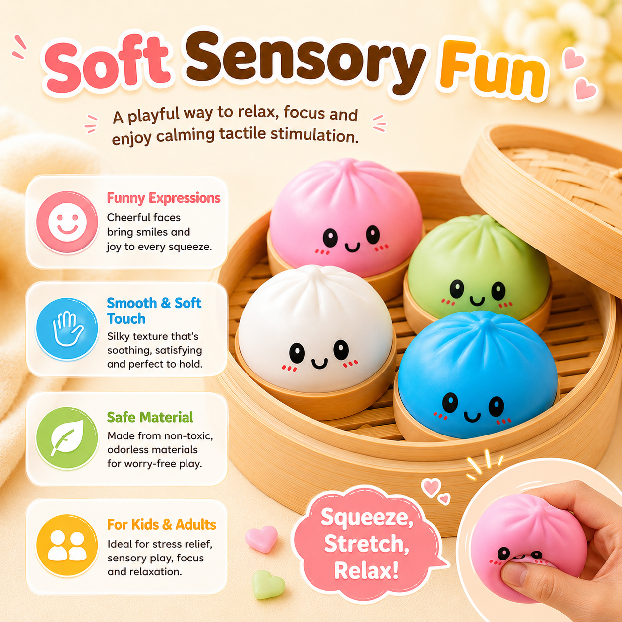 😋12PCS Cute Big Bun Squishy Toys – Super Soft Stress Relief Fidget Set 🍞✨