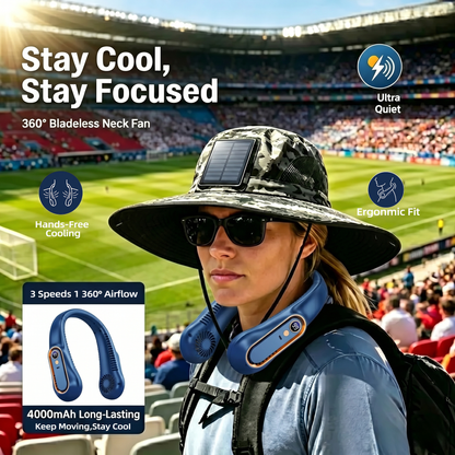 Upgrade 360° Cooling Bladeless Neck Fan with Digital Display, 4000mAh Quiet Wearable Fan
