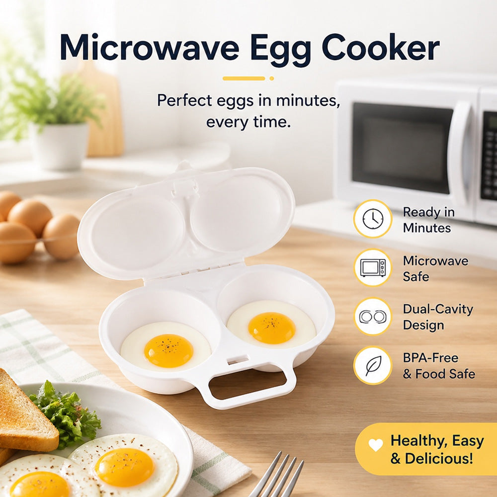 Junazilo® Microwave Egg Poacher with Lid & Handle