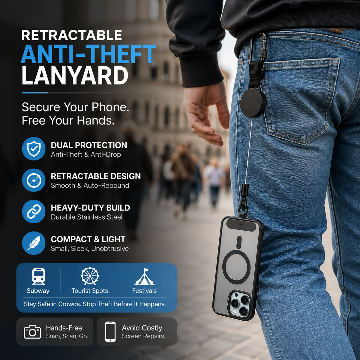 🔥HOT SALE 50% OFF🔥Durable Anti-Theft Retractable Phone Tether