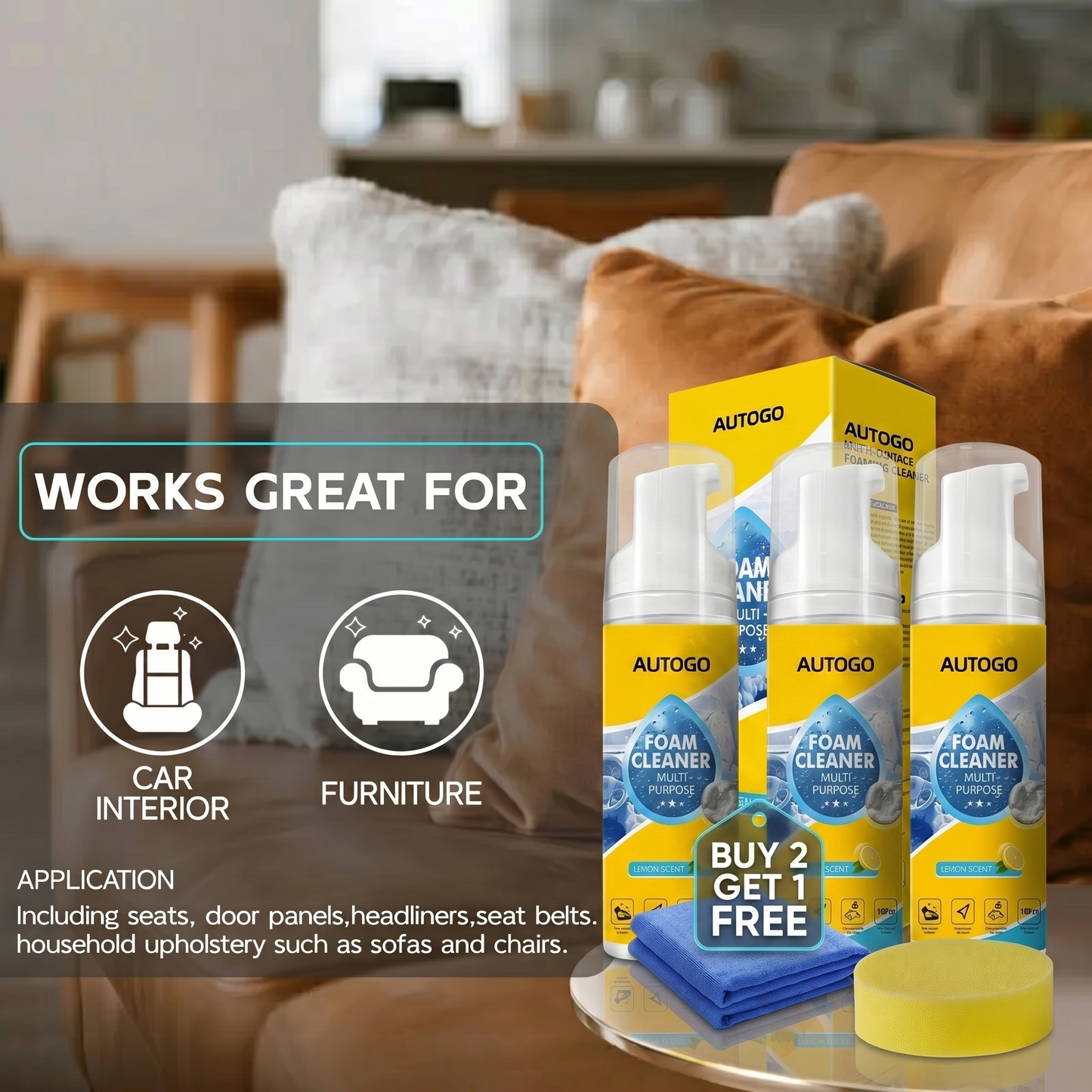 ⚡Limited Stock!!!🔥Last Day 60% OFF🔥 Foam No-Rinse Cleaner — Spray, Wipe & Done