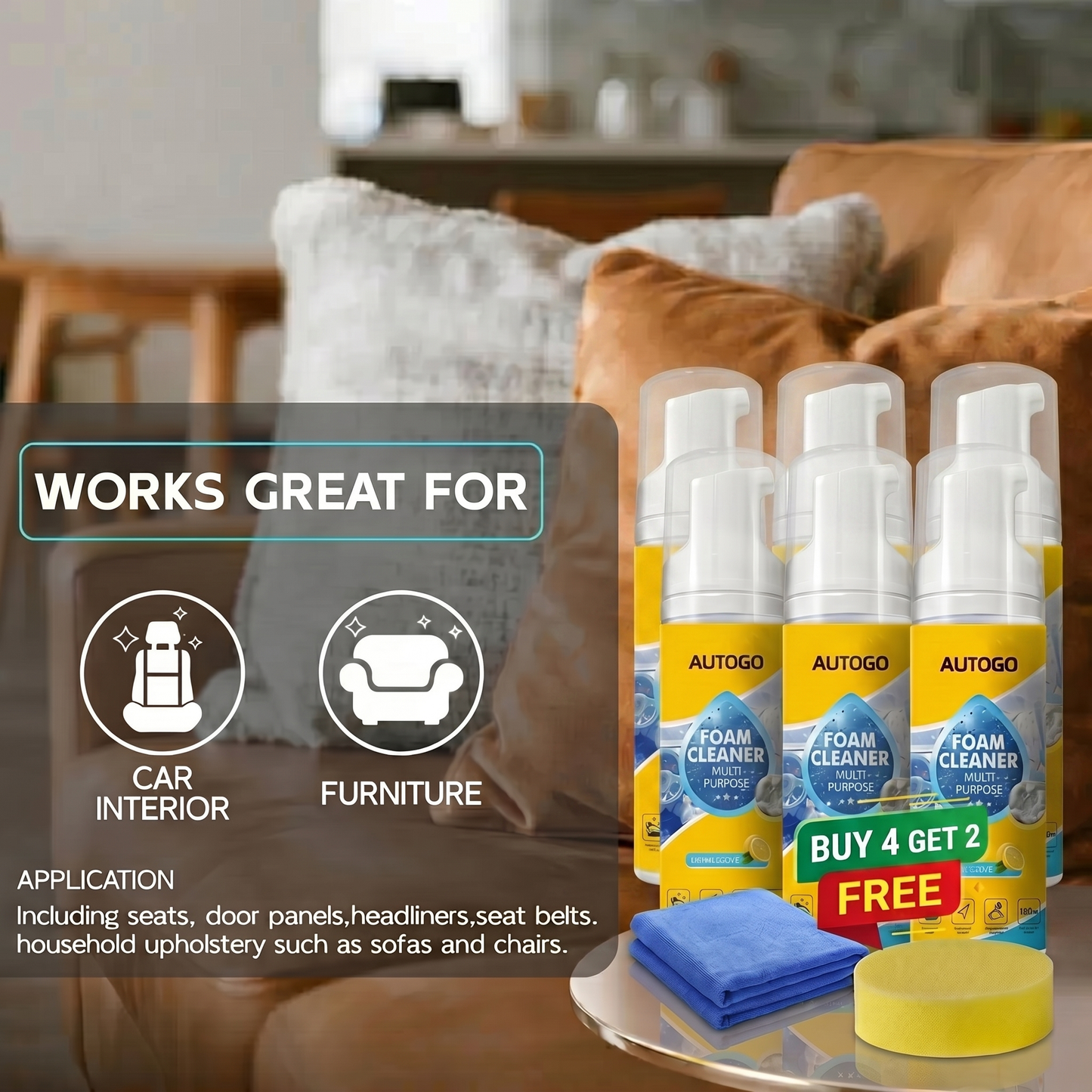 ⚡Limited Stock!!!🔥Last Day 60% OFF🔥 Foam No-Rinse Cleaner — Spray, Wipe & Done