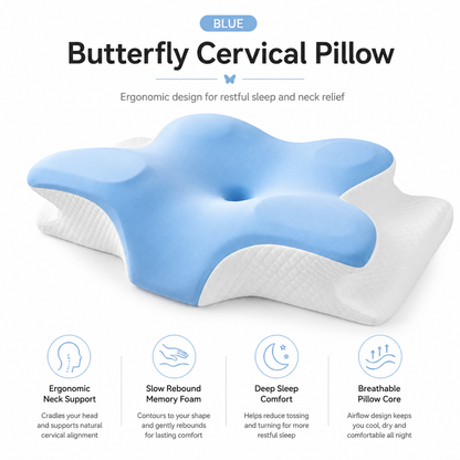 VIPfree Cooling Memory Neck Pillow, Adjustable Ergonomic Memory Foam Neck Pillows, Cervical Support, Breathable & Removable Pillowcase