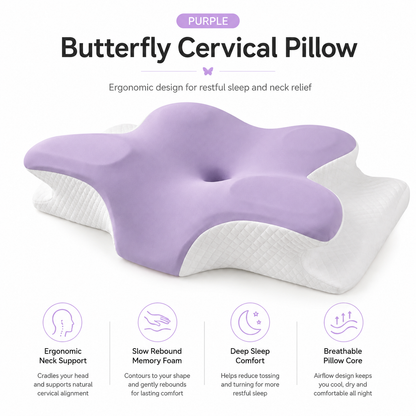 VIPfree Cooling Memory Neck Pillow, Adjustable Ergonomic Memory Foam Neck Pillows, Cervical Support, Breathable & Removable Pillowcase