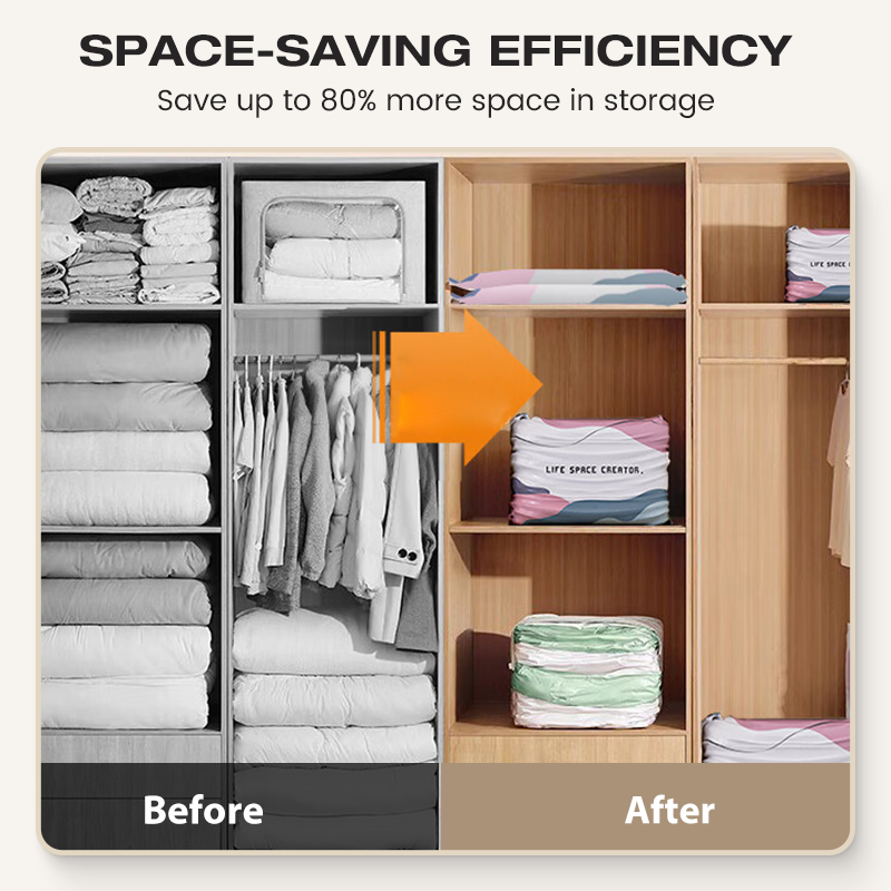 🛏️No-Pump Vacuum Bags – Save 80% Space, Keep Clothes Dry & Dust-Free, for Bedding & Gear