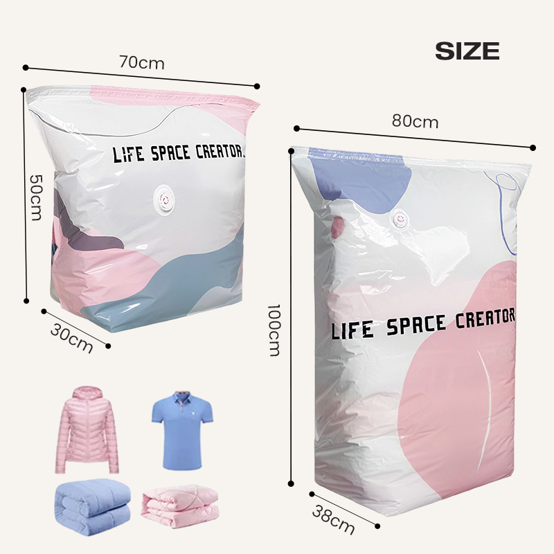 🛏️No-Pump Vacuum Bags – Save 80% Space, Keep Clothes Dry & Dust-Free, for Bedding & Gear